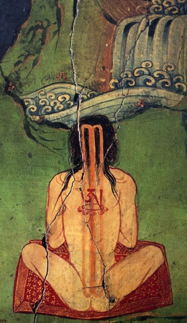 Visualisation typique d'un A tibétain appliquée lors de pratique de yantrayoga.